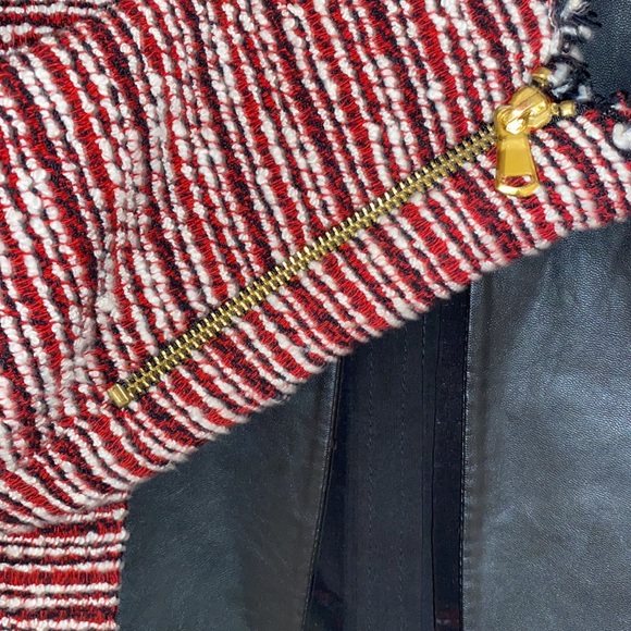 Zara Trafaluc tweed jacket with faux leather zipper pockets Size M - Picture 9 of 13